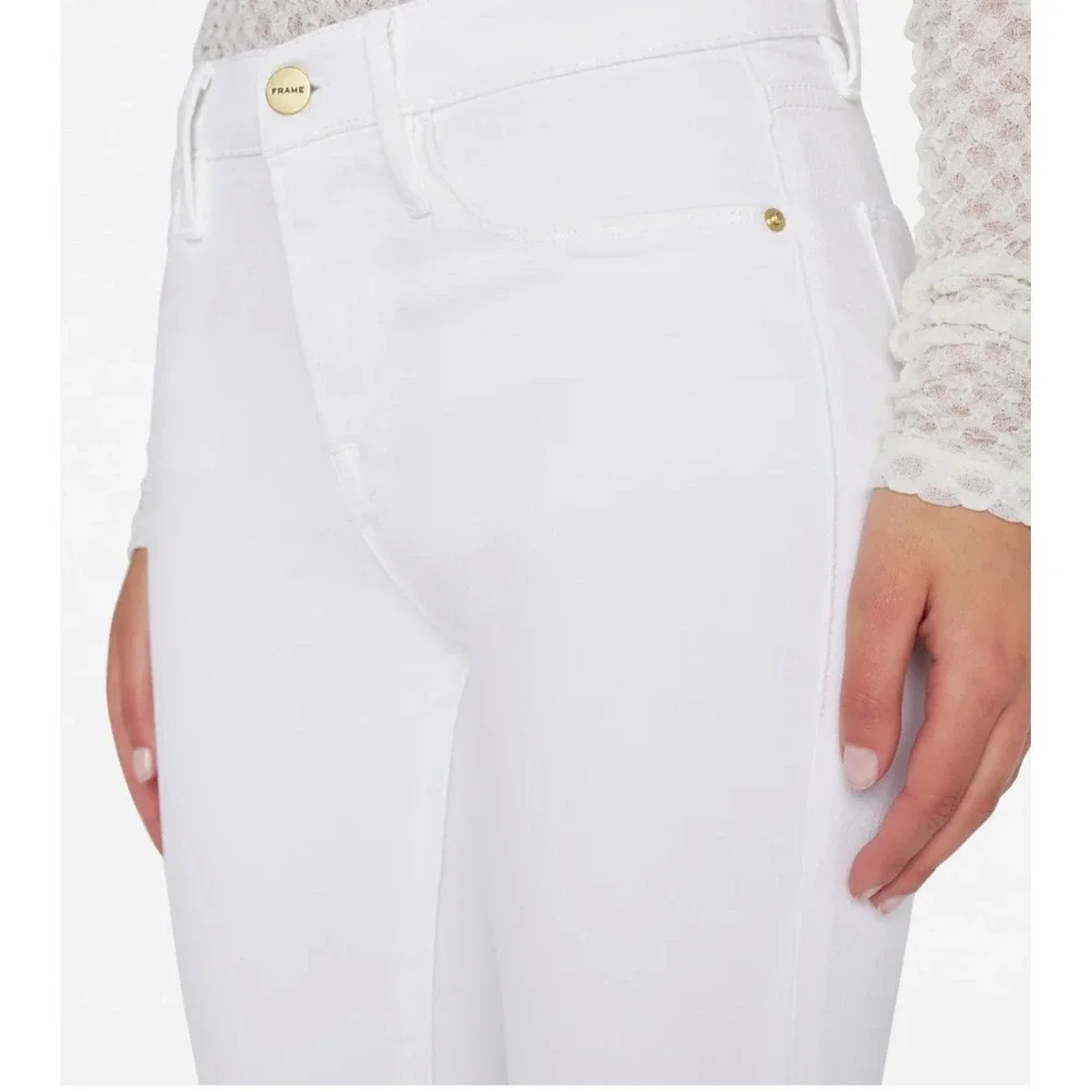 FRAME Le Skinny de Jeanne Crop‎ White Mid Rise Skinny Jeans - Picture 2 of 9
